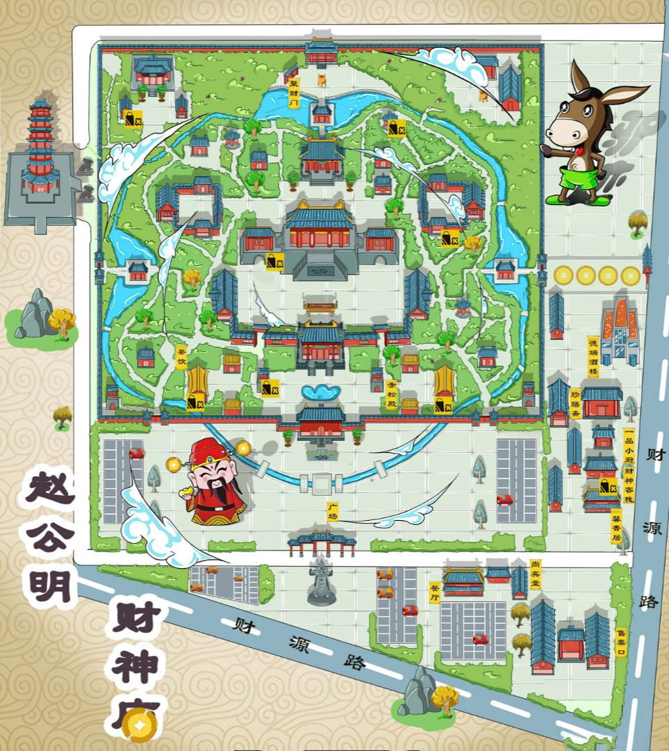 瑞昌寺庙类手绘地图